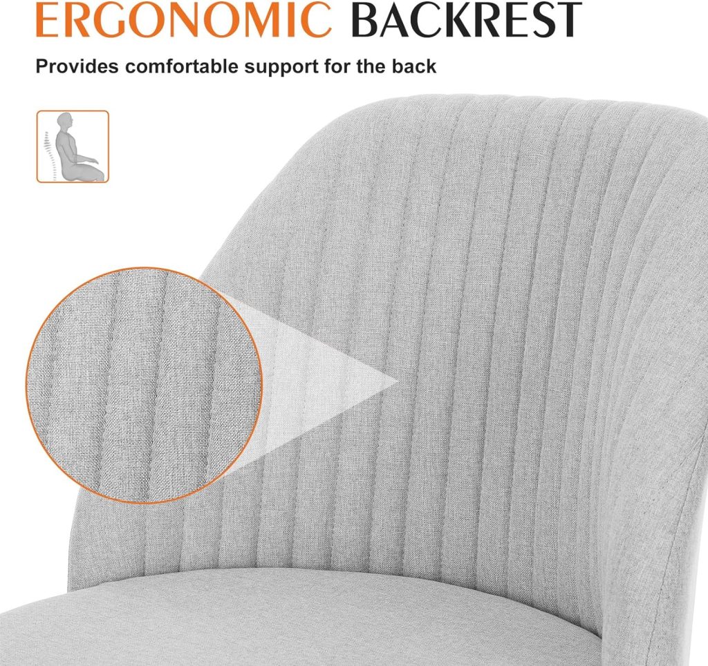 Armless Office Chair Cute Desk Chair, Modern Fabric Home Office Desk Chairs with Wheels Adjustable Swivel Task Computer Vanity Chair for Small Spaces