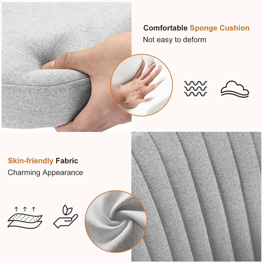 Armless Office Chair Cute Desk Chair, Modern Fabric Home Office Desk Chairs with Wheels Adjustable Swivel Task Computer Vanity Chair for Small Spaces