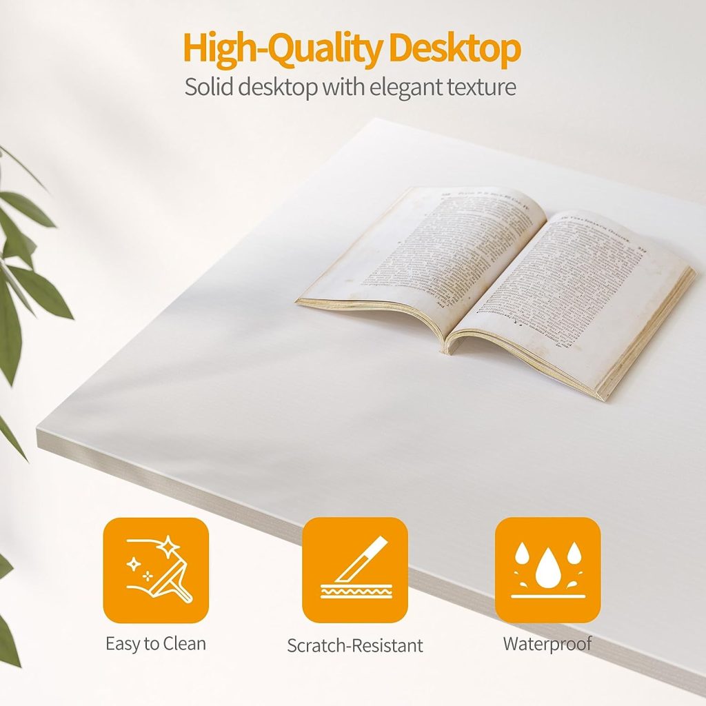 CubiCubi Computer Home Office Desk, 35 Inch Small Desk with Storage Shelves, Writing Study Desk with Storage Bag for Small Space, White